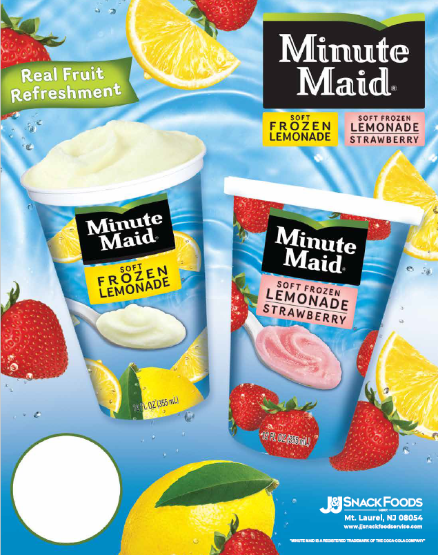 Minute Maid® Soft Frozen Lemonade Cup Price Signs Jandj Snack Foods Corp 1401