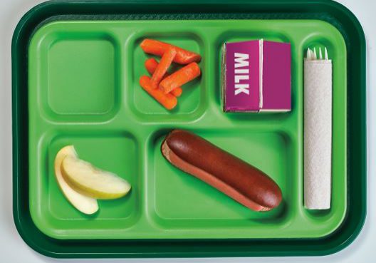 School Tray with Hotdog Bun Photo